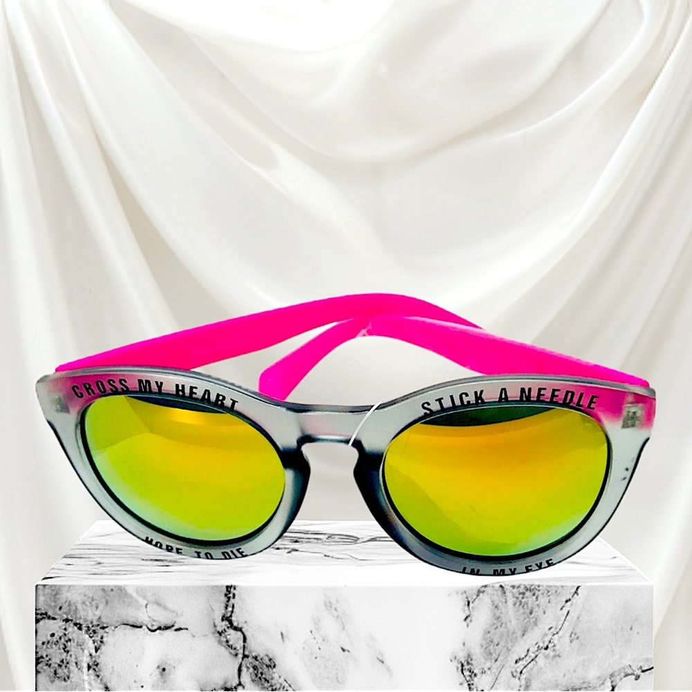 Cross My Heart Pink Sunglasses Super trendy Statement Style Unique Retro
